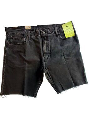 Levis 412 Slim Stretch Black Denim Shorts 9" Inseam Eco Performance Mens Size 36